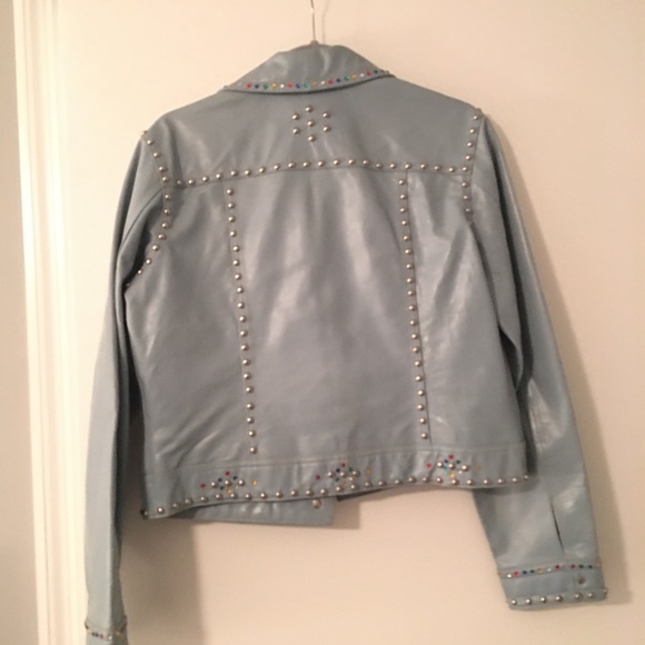 COPY - blue leather jacket with color gems - Picture 5 of 8